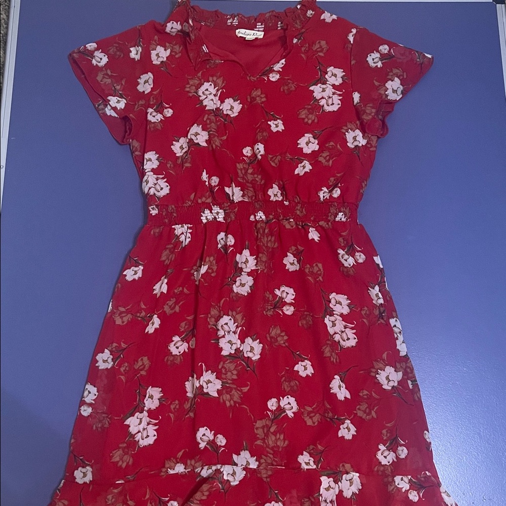 Floral Red Midi Dress
